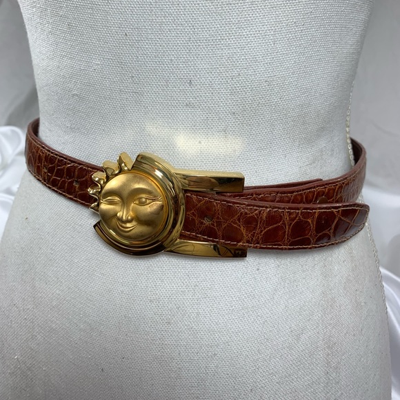 Vintage BARRY KIESELSTEIN CORD celestial belt lizard and alligator sun 90s small - Picture 2 of 16